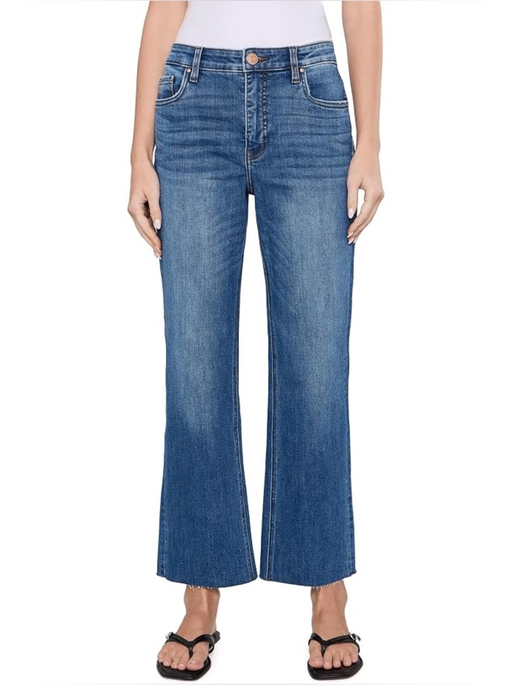 Kut from the Kloth Medium Blue Kelsey High-Rise Fab Ab Ankle Flare Jeans size 4